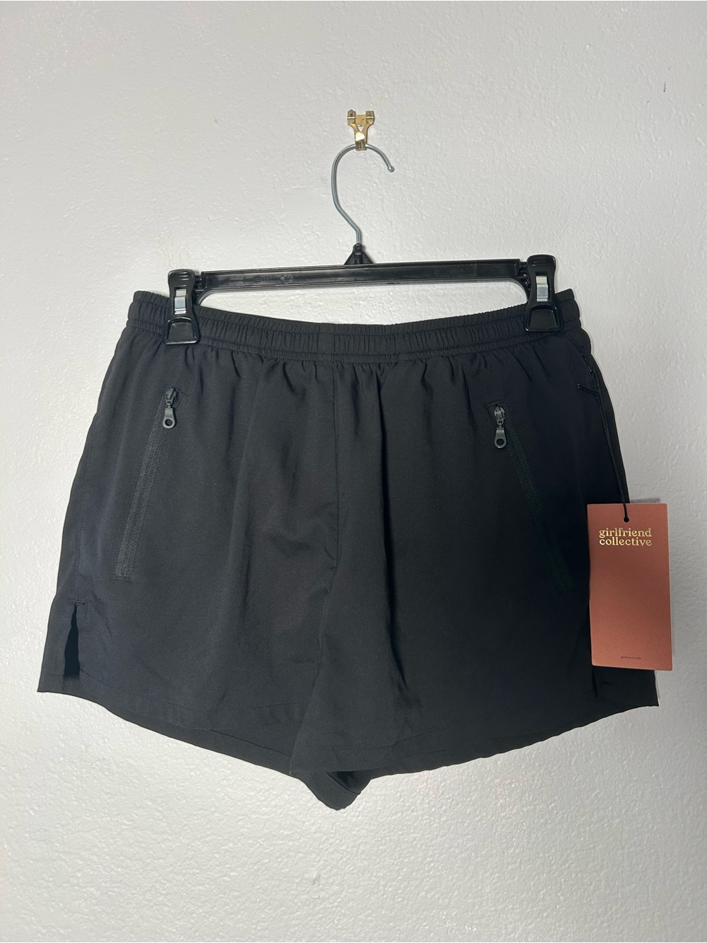 NWT girlfriend collective Black Athletic gazelle Lined Shorts with Zip Pockets S